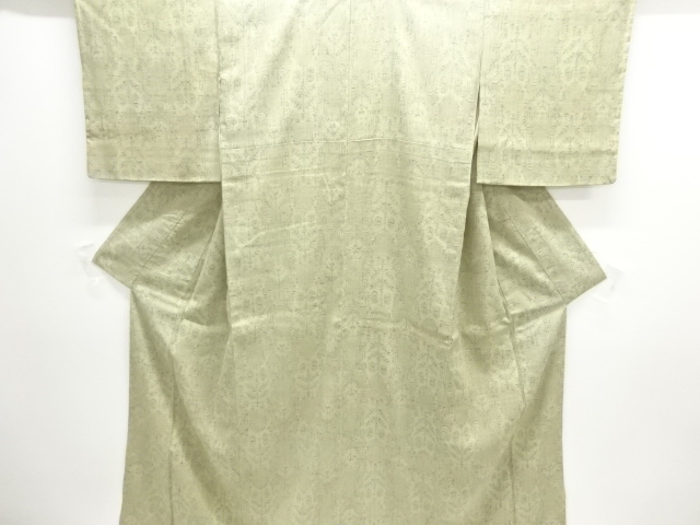 JAPANESE KIMONO / ANTIQUE KIMONO / SILK / TSUMUGI / WOVEN ABSTRACT PATTERN